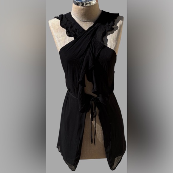 Reformation Tops - Reformation stunning deep black blouse w/ tie. Simply gorgeous from Nordstroms.